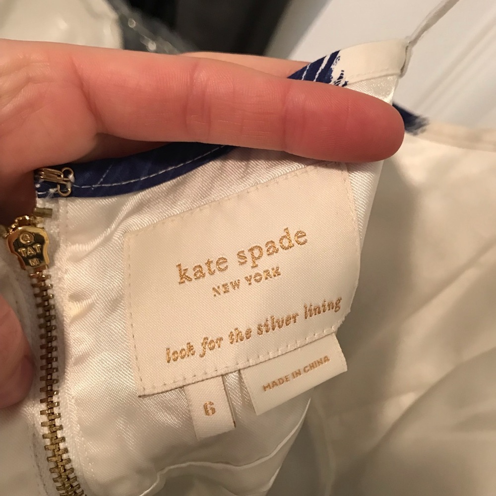 Kate Spade ♠️  Caroline Blue & White Dot Cotton Summer Dress, Size 6 - Picture 8 of 8